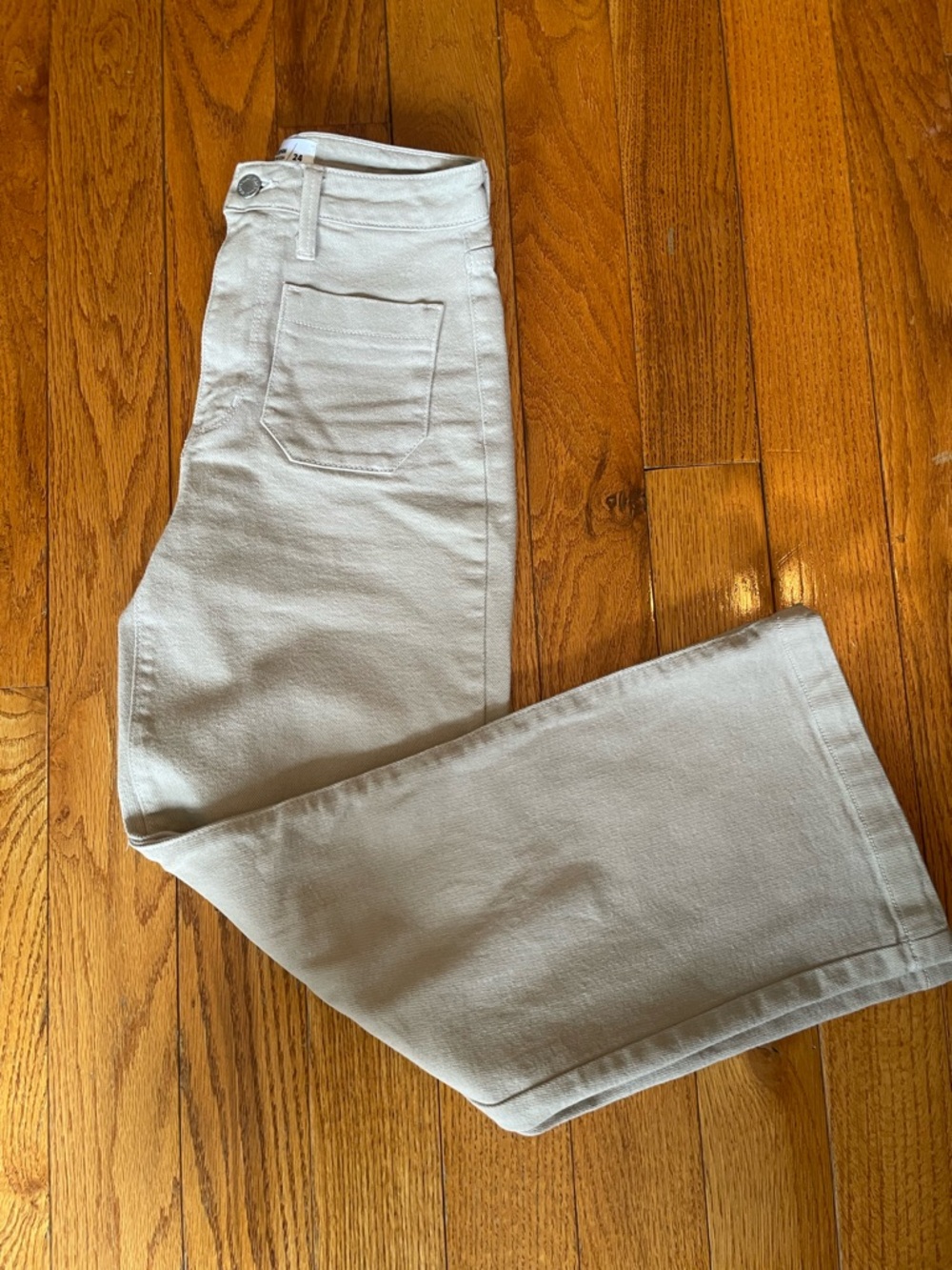 Just Black Denim High-Rise Wide Leg Sailor Jeans in Moonstone Light Tan 24 - Picture 10 of 10